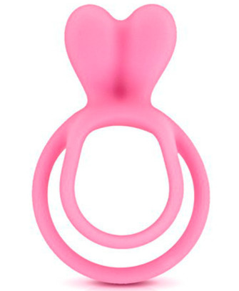 Double cockring rose avec stimulateur de clitoris 